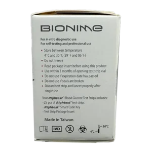 نوار تست قند خون بایونیم مدل GS300 بسته 25 عددی | Bionime Blood Glucose Test Strips GS300 Model 25 Pcs