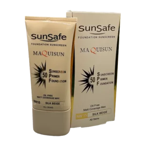 ضدآفتاب کرم پودری و پرایمری مکیسان SPF50 سان سیف | Sunsafe Maquisun Foundation Sunscreen SPF50