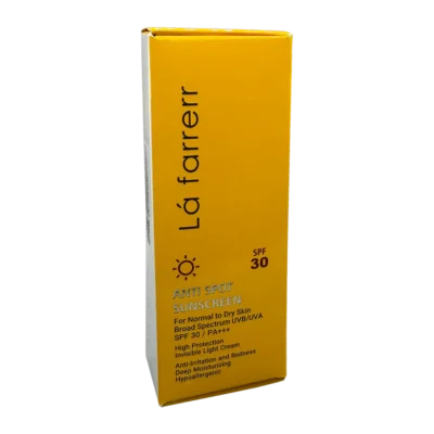 کرم ضدآفتاب و ضدلک بی رنگ پوست خشک SPF30 لافارر | Lafarrerr Anti Spot Sunscreen For Dry Skin SPF30