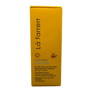 کرم ضدآفتاب و ضدلک بی رنگ پوست چرب SPF50 لافارر | Lafarrerr Anti Spot Sunscreen For Oily Skin SPF50