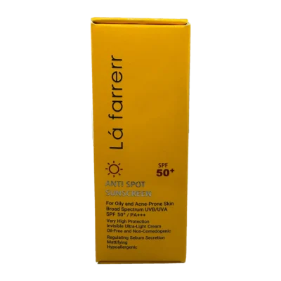 کرم ضدآفتاب و ضدلک بی رنگ پوست چرب SPF50 لافارر | Lafarrerr Anti Spot Sunscreen For Oily Skin SPF50