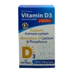 سافت ژل ویتامین د3 2000 واحدی او پی دی فارما | OPD Pharma Vitamin D3 2000IU Softgels