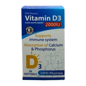 سافت ژل ویتامین د3 2000 واحدی او پی دی فارما | OPD Pharma Vitamin D3 2000IU Softgels