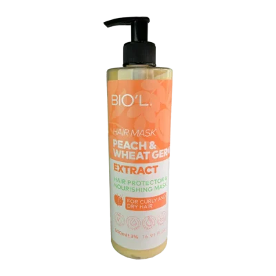 ماسک مو هلو مناسب موهای خشک و فر بیول | Biol Peach & Wheat Germ Hair Mask